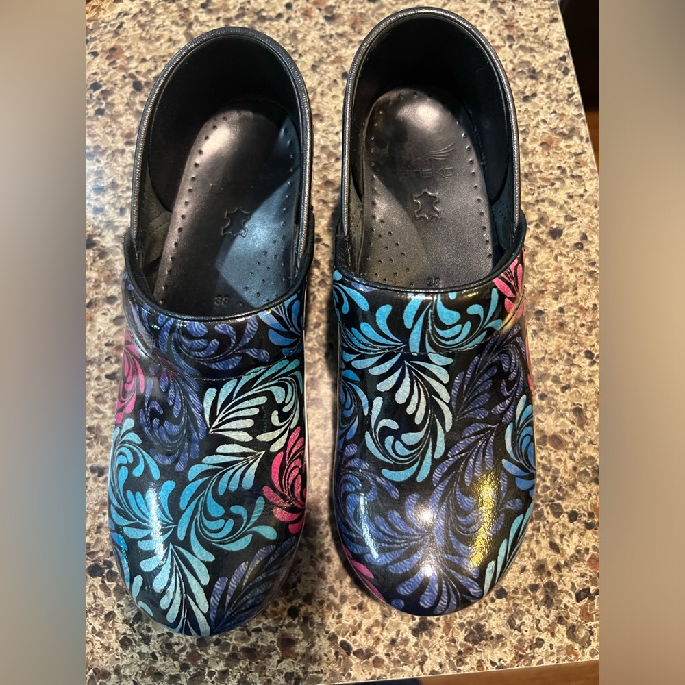Dansko Clogs Iridescent Multicolored Swirl Design… - image 1